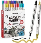 24 Color Bold And Fine Dual-tip Acrylic Paint Pen Set For Canvas Rock Wood Leath. Fixed Price $24.73.