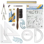 Alvin Academy Drafting Drawing Kit 13 Pc Class Tools Geometry Set W/ Mesh Bag. Fixed Price $47.09.