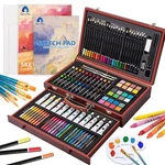 Art Supplies, Deluxe Wooden Set Crafts Drawing Painting Kit With 12 Watercol. Fixed Price $139.99.