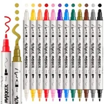 12 Dual-tip Acrylic Paint Pen Set For Canvas Rock Wood Leather Colors. Fixed Price $14.16.