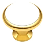 Hickory Hardware P427-W Delights 1/4" Cab Knob Polished Brass White Insert. Fixed Price $5.67.