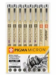 Sakura Pigma Micron, Graphic & Brush Fineline Pens, Archival Black Ink, 8 Pk. Fixed Price $13.95.