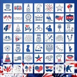 Patriotic Stencils For Painting, 49PCS Independence Day Theme Templates 3X3 C.... Fixed Price $18.42.