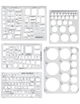 Gaueneen 5 Pcs Architectural Templates: Circle, House Plan, Interior Clear. Fixed Price $14.84.