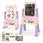 Mojitodon Art Easel For Kids, Adjustable Standing Rotatable Double Sided Pink. Fixed Price $75.92.