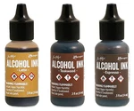 Ranger, Tim Holtz, Alcohol Ink, 3 Inks, Latte, Teakwood, Espresso Brown. Fixed Price $12.50.