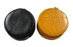 Jewelry Case Travel Leather Small 3" Round Zipper Graphic Image Black. Fixed Price $20.00.