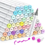 Caliart 61 Pastel Dual Tip Markers Set, Alcohol-based Sketch Pens Permanent. Fixed Price $37.79.