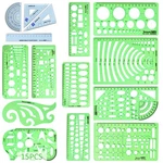 15PCS Geometric Drawings Templates, Measuring Geometry Rulers, Drafting Stenc.... Fixed Price $21.69.