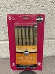 Sakura Pigma 30063 Micron Ink Pen Set, Ass't Colors, 01 .25MM 6CT. Fixed Price $10.79.