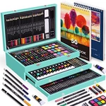 175 Piece Deluxe Art Set With 2 Drawing Pads, Acrylic Paints, Assorted Colors. Fixed Price $53.03.