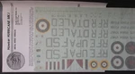 Pacific Coast Model 1/32ND Scale Hurricane - Decals From Kit No. 32012. Fixed Price $15.00.