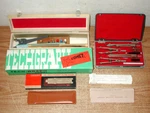 Vntage Drafting Tools: Alvin Techgraph Comet, Post 1144A Set, Bruning Slide Rule. Fixed Price $29.00.