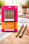 Sakura Pigma Micron Fineliner Pens 6 Pack Archival Black Ink Assorted Tip Sizes. Fixed Price $19.99.
