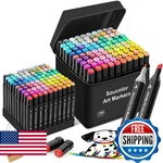 Soucolor Alcohol Markers 100 Colors With Case & Holders, Dual Tips Chisel Fine. Fixed Price $74.70.