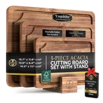 3 Piece Acacia Cutting Set With Stand Fsc Certified Wooden Chopping. Fixed Price $89.99.