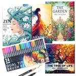 Adult Coloring Book For Women: Relaxation, Mindfulness, Trees, Zen, With 24 Dual. Fixed Price $47.58.