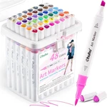 Ohuhu 48-COLOR Dual Tip Alcohol Markers Brush Chisel Art Set Adult Coloring. Fixed Price $40.12.
