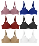 Women's Pack 6 Plain Color Soft Pad Adjustable Full Cup Bra Set 8812. Fixed Price $36.99.