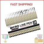 Charsoco Black Micro Pens, 20 Sizes 0.15MM - 5MM, Waterproof Archival Ink, Fi. Fixed Price $32.58.