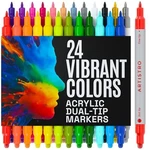 Artistro 24 Acrylic Paint Markers: Dual-tip For Rock, Fabric, Wood, Glass, Craft. Fixed Price $19.98.