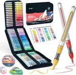 New Jusart 48 Colors Acrylic Paint Markers With Canvas Bag Water-based No-bleed. Fixed Price $20.54.