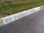 4" Parking Fire Lane Curb Stencil (1) Piece. Cut Not Centered 1/16" Ldpe. Fixed Price $45.00.