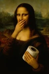 Mona Lisa Holding Toilet Paper Funny Art Poster Print Wall Decor. Fixed Price $25.99.