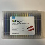 Studio Kingart Brush Pen Markers With Fineliner Unqiue Colors Set Of 36. Fixed Price $22.00.