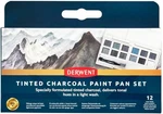 Derwent Tinted Charcoal Paint Pan Set, 12 Half Size, Water Soluble, New. Fixed Price $24.97.