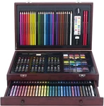Set Kids 142-PIECE Wood Drawing Case Coloring Kit Artist Paint Sketch Pencil. Fixed Price $64.52.