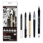 Kuretake Brush Pen Illustration Basic Set 5 Types Zig Art Manga Drawing Kit. Fixed Price $48.99.
