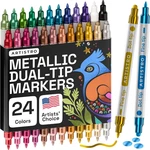 Artistro 24 Metallic Dual-tip Acrylic Paint Markers For Rock, Canvas, Glass, Woo. Fixed Price $24.89.