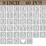 Asmpio 9" Letter & Number Stencils, 40 Pcs Reusable Plastic Alphabet Craft. Fixed Price $41.94.