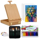 Deluxe Art Supplies 27 Pieces Set With Tabletop Easel, 12 Colors Acrylic .... Fixed Price $55.76.
