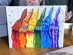 Brushes Art Deco Primary Colors Kids Craft- Hand Painted 18" X 24 Acrylic. Fixed Price $168.00.