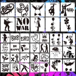Afritee Reusable Graffiti Stencils For Painting - 36 Pcs Against War Street A.... Fixed Price $23.60.