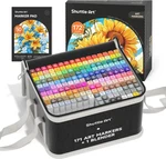 Shuttle Art 172 Dual Tip Alcohol Markers 171 Colors + Blender, Case. Fixed Price $62.99.