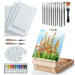 Kit, Tabletop Easel Set With 12 Acrylic Paints, 13 Brushes, 4 Canvas Bo.... Fixed Price $68.77.
