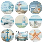 8 Pcs Beach Diamond Art Coasters With Holder Diy Gem Painting Kit For Adults. Fixed Price $18.99.