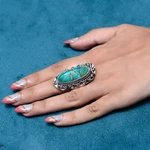 925 Sterling Silver Women Ring Blue Copper Turquoise Gemstone Handmade Jewelry. Fixed Price $20.49.