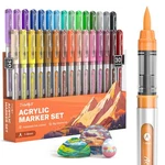 Jusart Acrylic Paint Markers Brush Tip 30 Colors, Water-based No-bleed Marker.... Fixed Price $38.04.