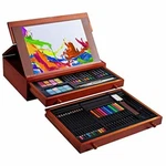 Unopened Vigorfun 99 Piece Deluxe Art Set - Wooden Case With Sketchpad. Fixed Price $50.00.