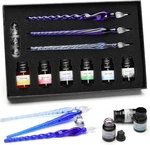 Essshop Glass Calligraphy Set - 3 Blue Crystal Dip Pens Color Ink And. Fixed Price $33.99.