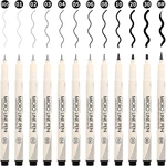 Charsoco Black Micro Pens Set - 12 Sizes (0.23MM To 5MM), Waterproof Archival In. Fixed Price $25.79.