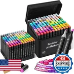 Soucolor Alcohol Markers 120 Colors With Case & Holders, Dual Tips Chisel Fine. Fixed Price $85.04.