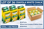36 Packs Crayola Chalk White Colors 72-COUNT Draws Write Smooth Clean Lines. Fixed Price $29.99.