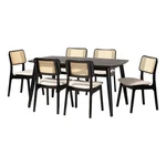 Baxton Studio Dannon Cream Fabric And Black Finished Wood 7-PIECE Dining Set. Fixed Price $856.75.