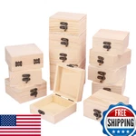 Gniemckin 14PK Wooden Box W/ Hinge Lids Unfinished Craft Square Pinewood Diy. Fixed Price $54.06.