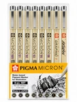 Sakura Pigma Micron, Graphic & Brush Fineline Pens, Archival Black Ink, 8 Pk. Fixed Price $12.95.